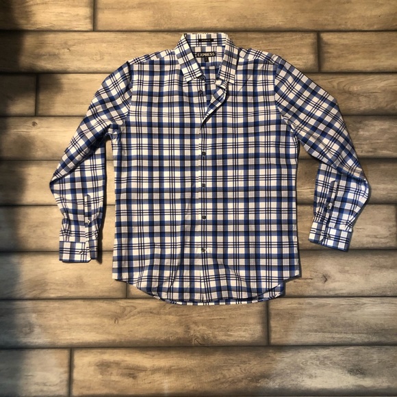 EXPRESS Men’s Modern Fit Blue/White/Black Sz Large - Picture 3 of 5